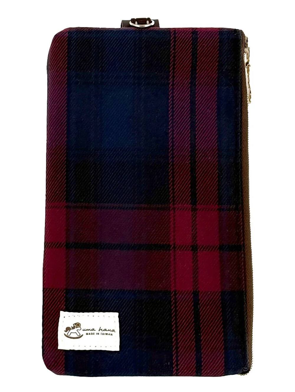 Waterproof Red Plaid Phone Case Pouch W/ Neck Strap